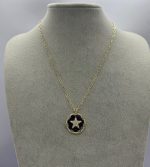 ALTIN KAPLAMA ALTIN SİYAH MADALYON KOLYE AKKLYE02