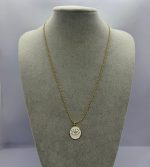 ALTIN KAPLAMA BEYAZ MADALYON KOLYE AKKLYE22