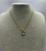 ALTIN KAPLAMA GEMİCİ KİLİT KALP NAZAR BONCUKLU KOLYE AKKLYE07