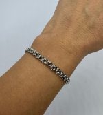 ALTIN KAPLAMA GÜMÜŞ ÖRGÜ ZİNCİR BİLEKLİK AKBLKLK02 - Görsel 2