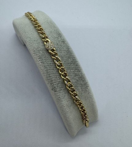 ALTIN KAPLAMA YUVARLAK TAŞLI ÖRGÜ BİLEKLİK AKBLKLK15