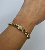 ALTIN KAPLAMA YUVARLAK TAŞLI ÖRGÜ BİLEKLİK AKBLKLK15 - Görsel 2