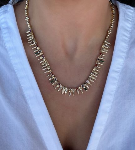 RENKLİ TAŞLI DİŞLİ KOLYE AKKLYE13