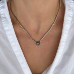 SİYAH DETAYLI TAŞLI İNCE İTALYAN ZİNCİR KOLYE