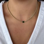 YEŞİL TAŞLI ZİNCİR KOLYE AKKLYE13