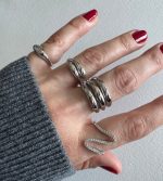 ÜÇ SIRA GRİ KALIN YÜZÜK - Görsel 2