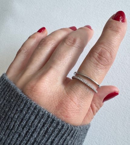 İKİ SIRA GRİ İNCE YUVARLAK KESİM YÜZÜK