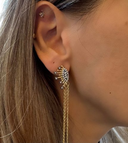 NAZAR GÖZLÜ ZİNCİRLİ KÜPE AKKPE0022