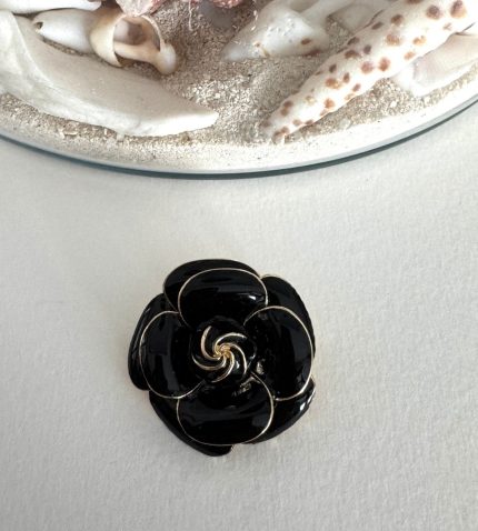 SİYAH ÇİÇEK BROŞ AKBRS10035