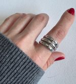 ÜÇ SIRA GRİ KALIN YÜZÜK