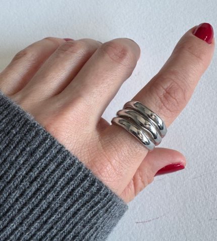 ÜÇ SIRA GRİ KALIN YÜZÜK