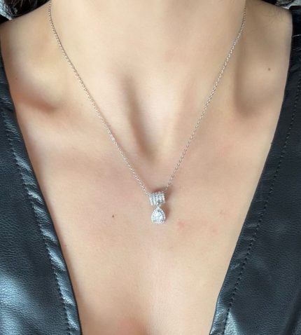 GÜMÜŞ DAMLA MODEL KOLYE AKKLYE32