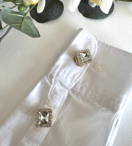 KARE TAŞLI DÜĞME BROŞ AKDGMBRS05