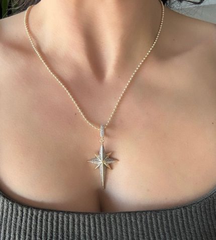 KUZEY YILDIZLI TAŞLI KOLYE AKKLY16