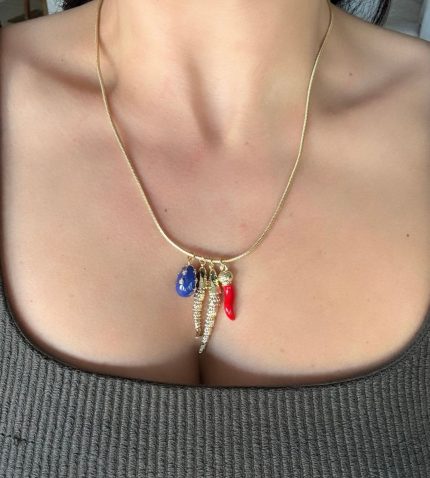 MAVİ KIRMIZI DETYA BALIKLI KOLYE AKKLYE1