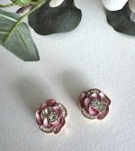 PEMBE ÇİÇEK DÜĞME BROŞ AKDGMBRS01 - Görsel 2